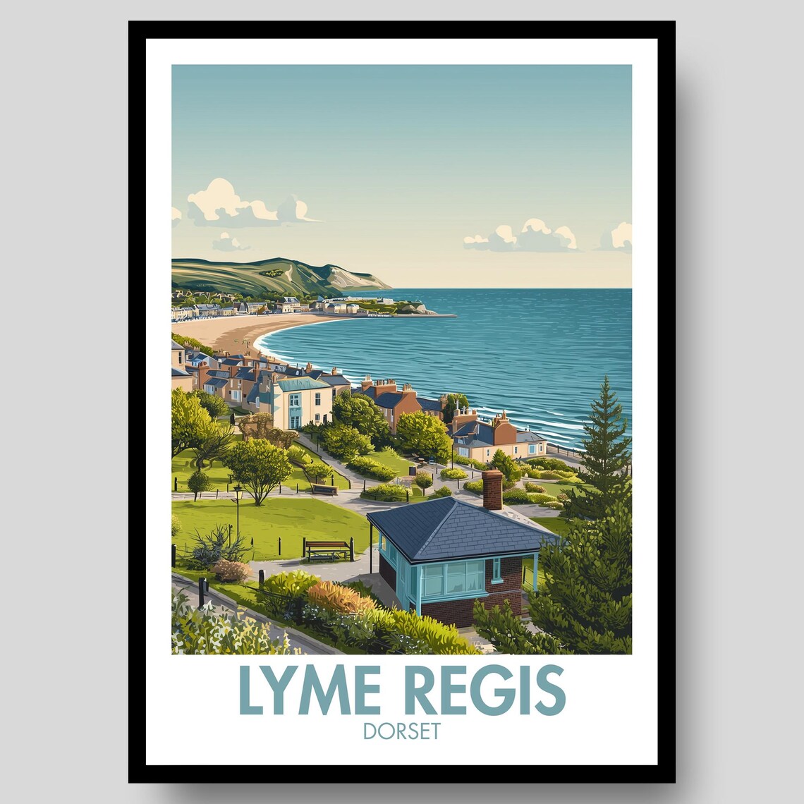 Lyme Regis Poster, Dorset Jurassic Coast Travel Poster