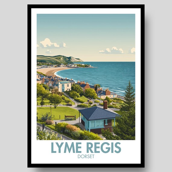 Lyme Regis Poster, Dorset Jurassic Coast Travel Poster