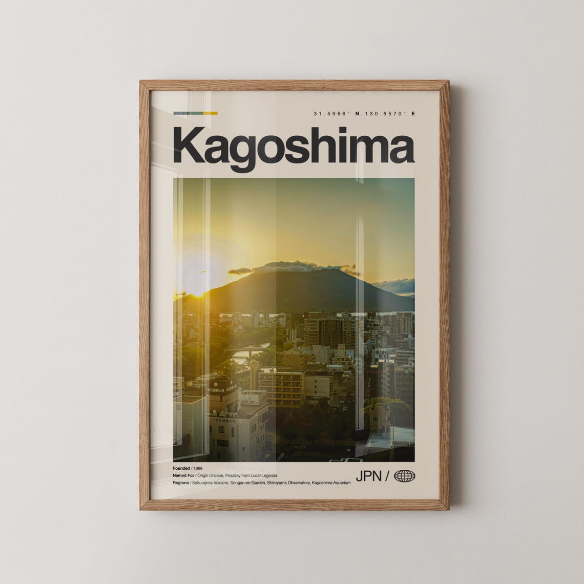 Kagoshima Japan Sunset Photography Poster With Sakurajima Volcano