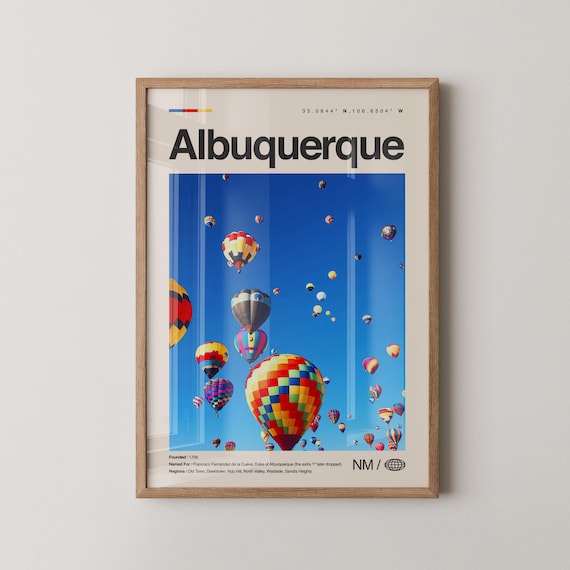 Albuquerque Print Wall Art Poster Photo Dcor Map