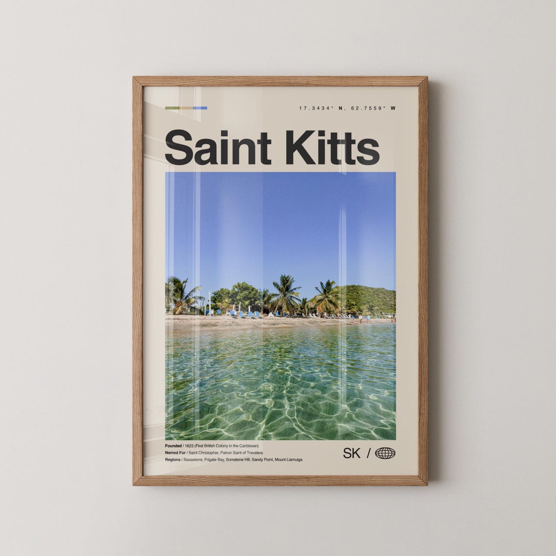 Saint Kitts Print Black And White Wall Art Poster Photo Dcor Caribbean
