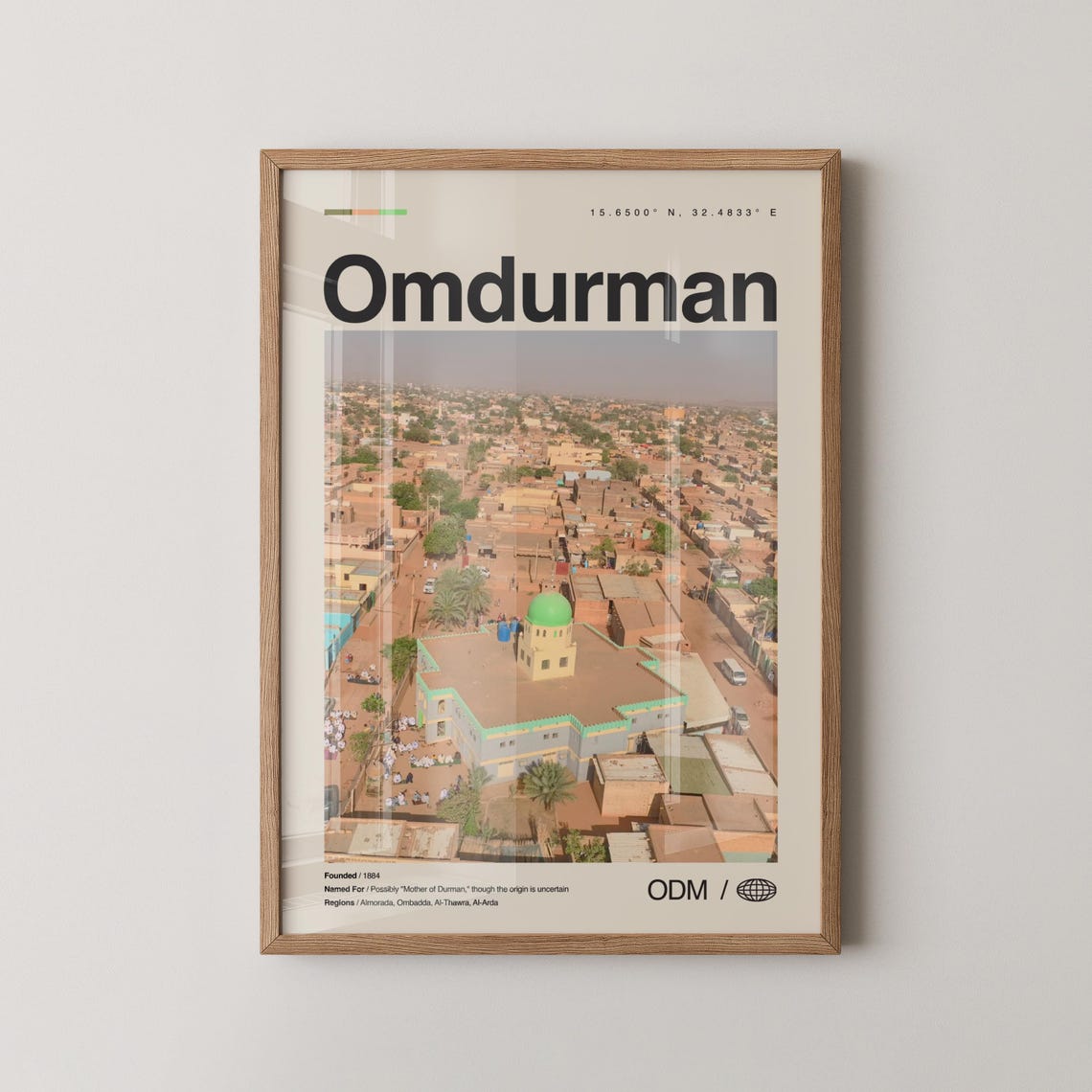 Omdurman Sudan Aerial City Mosque Desert Travel Photo Poster