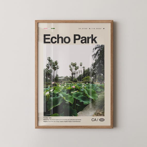 Echo Park Print Wall Art Poster Photo Lake Dodger Stadium Angelino Heights