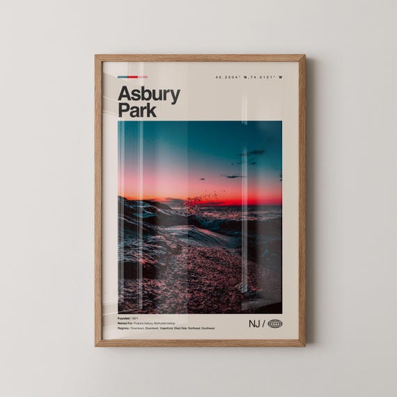 Asbury Park Print Wall Art Poster Photo Dcor Map New Jersey