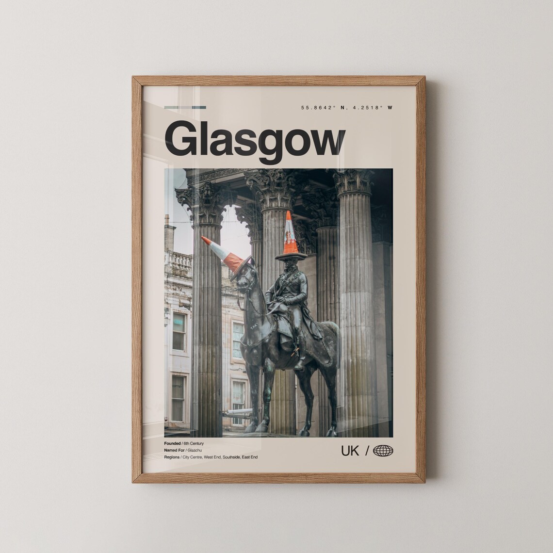 Glasgow Black and White Art Print, Scotland