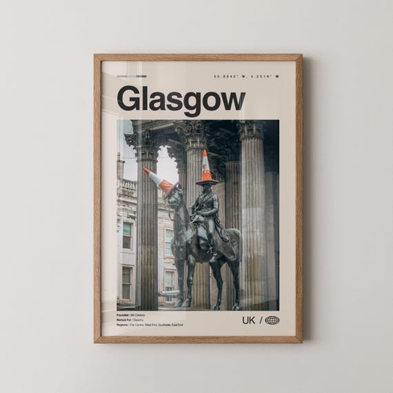 Glasgow Black and White Art Print, Scotland