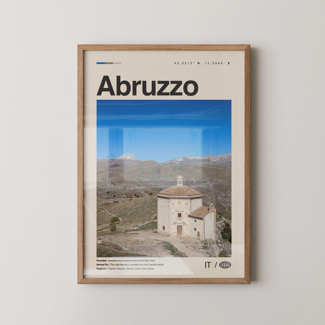 Abruzzo Print No 1 Wall Art Poster Photo Dcor Map Italy