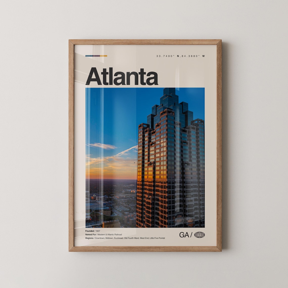 Atlanta Georgia Modern Sunset Skyline Minimalist City Photo Poster