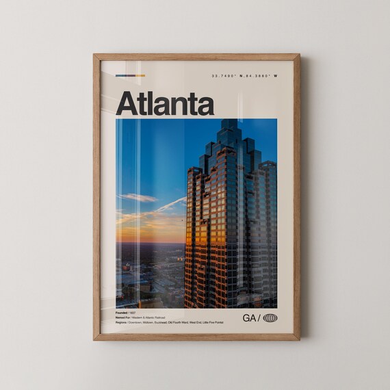 Atlanta Print Wall Art Poster Photo Dcor Map Georgia