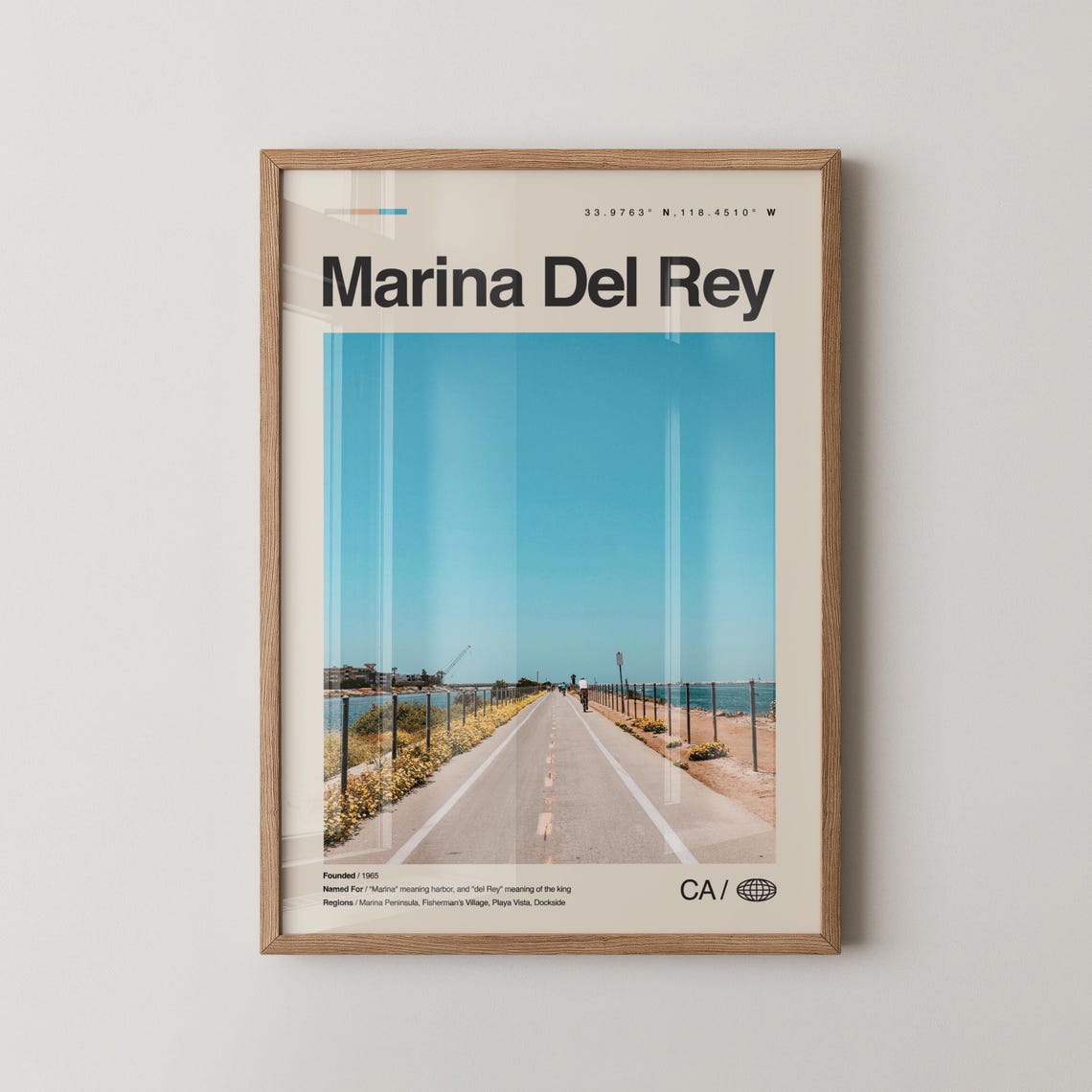 Marina Del Rey California Beach Bike Path Ocean View Travel Poster
