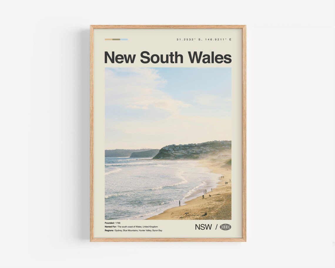New South Wales Australia Golden Beach Sunset Photo Travel Poster