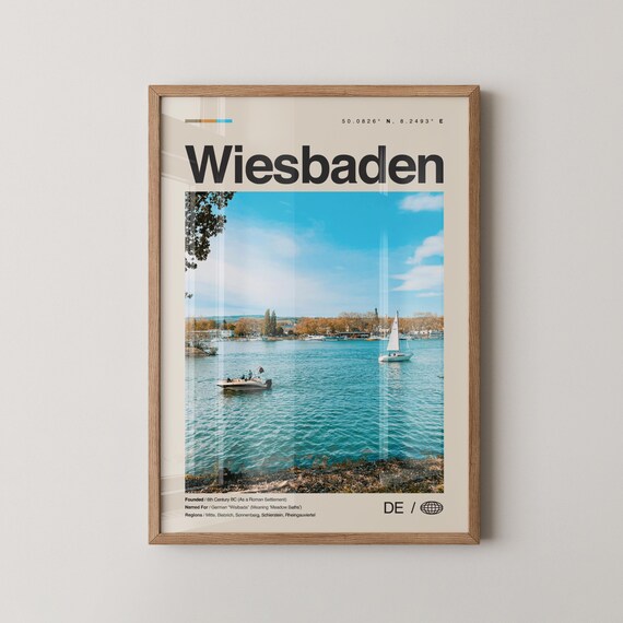 Wiesbaden Print Wall Art Poster Photo Dcor Map Germany