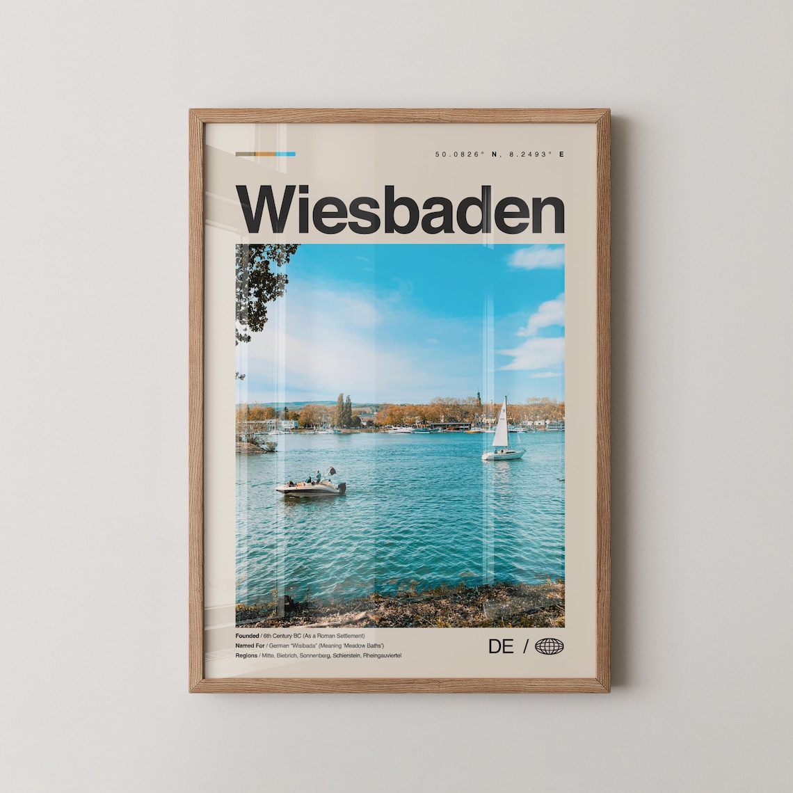 Wiesbaden Print Wall Art Poster Photo Dcor Map Germany