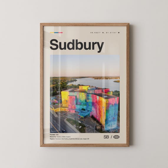 Sudbury Print Wall Art Poster Photo Dcor Map Ontario Canada