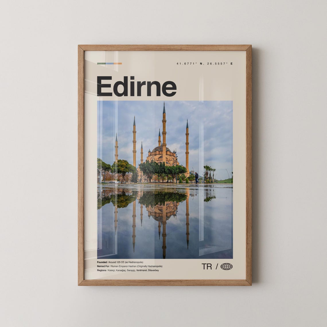 Edirne Print Wall Art Poster Photo Dcor Map Turkey