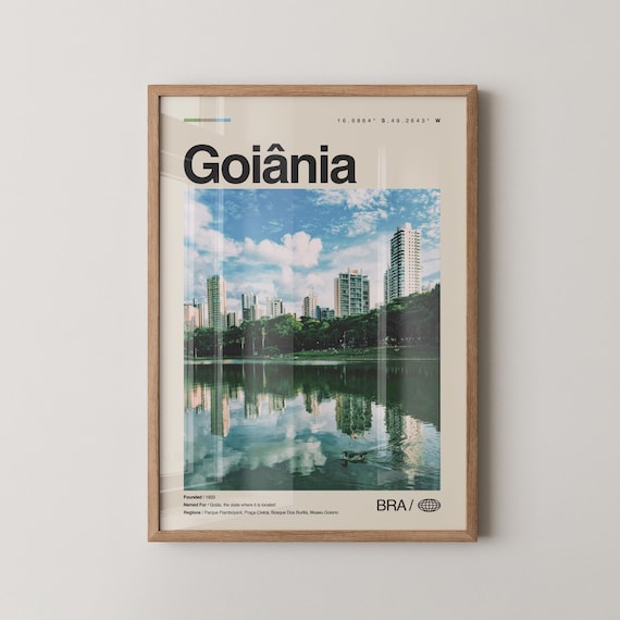 Goiania Brazil City Lake Skyline Minimalist Photo Travel Poster