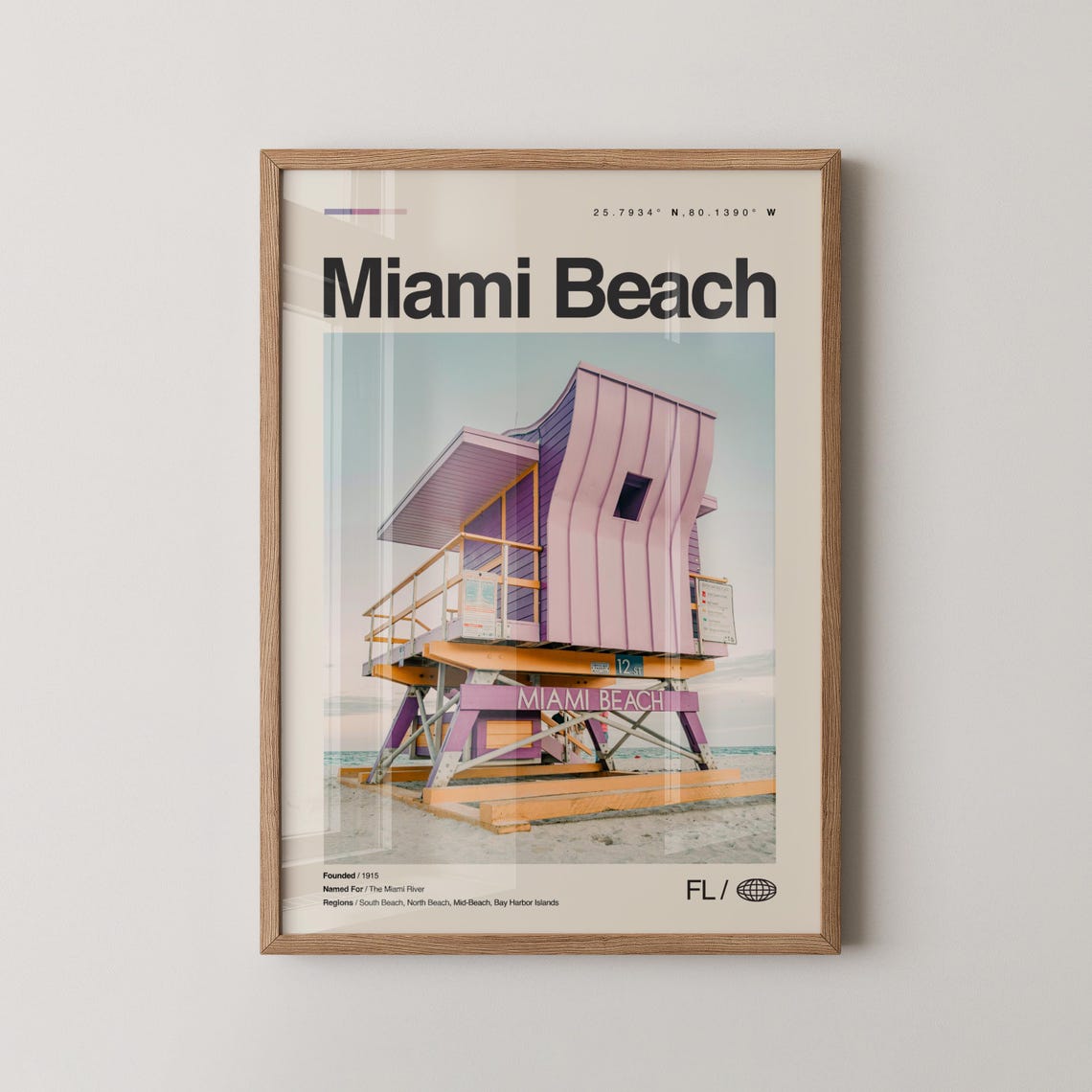 Miami Beach Florida Lifeguard Tower Minimalist Travel Poster