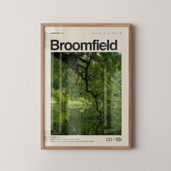 Broomfield Colorado Lake Oak Trees Photo Coordinates Travel Poster