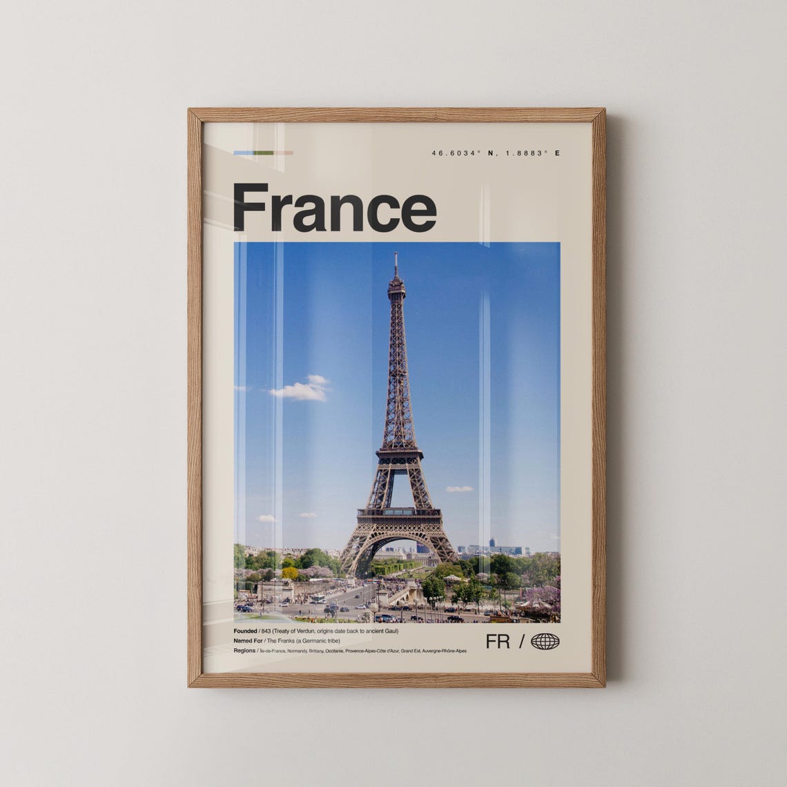 France Eiffel Tower Photo Travel Poster With Modern Country Info Text