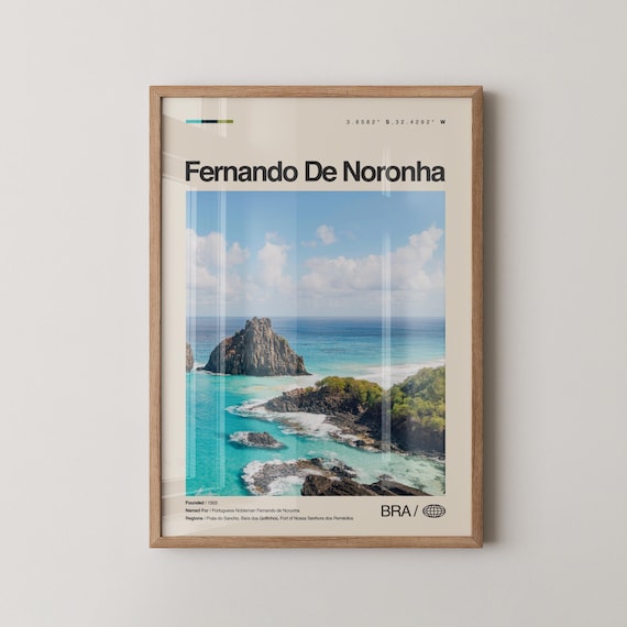 Fernando de Noronha Brazil Poster Turquoise Coast Cliffs Photo Travel