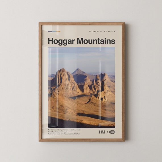 Hoggar Mountains Algeria Minimalist Desert Peaks Photo Poster