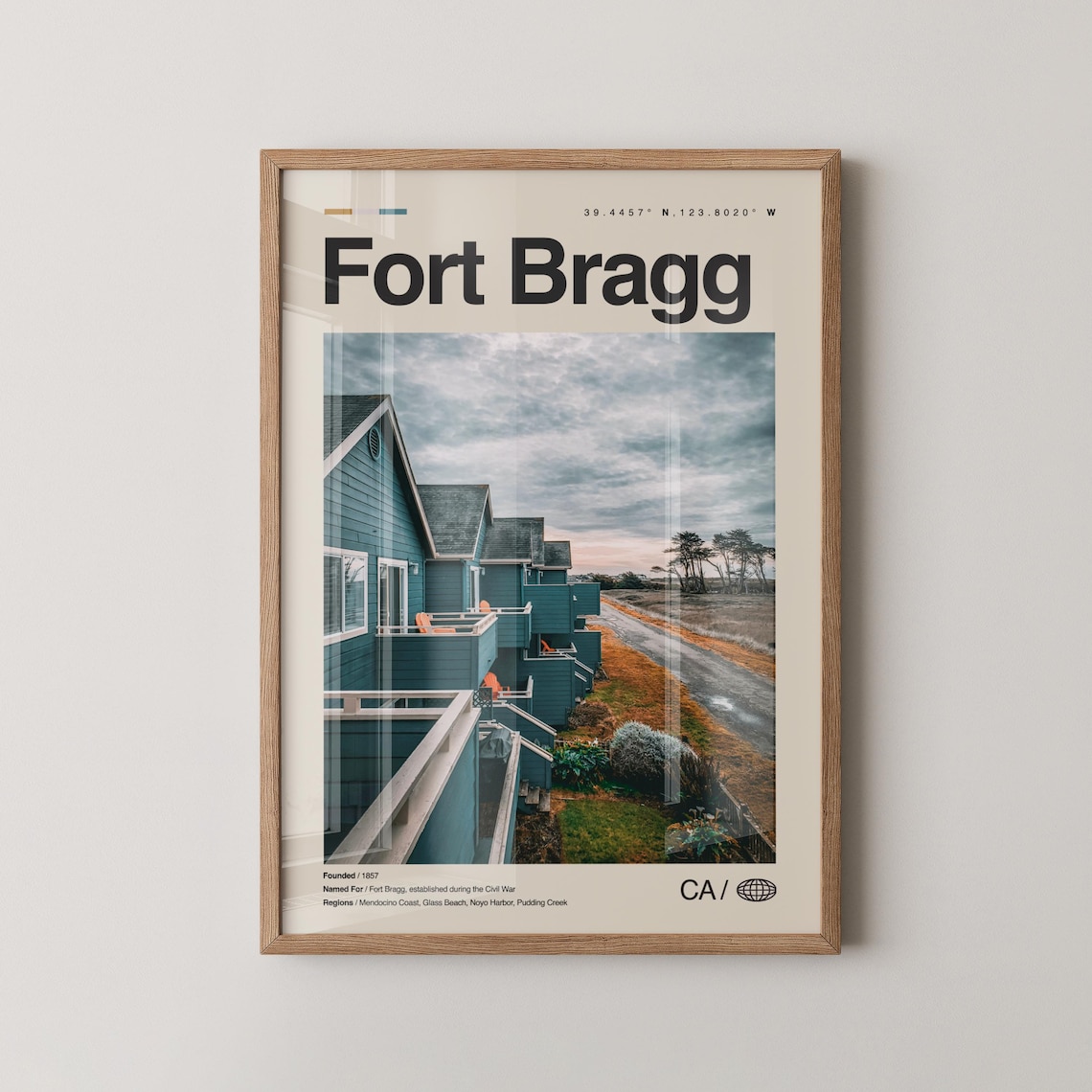Fort Bragg California Minimal Coastal Town Photo Travel Poster
