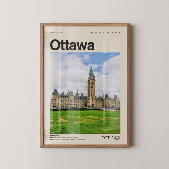 Ottawa Parliament Hill Photo Canada Travel Poster With Founding Facts And Code