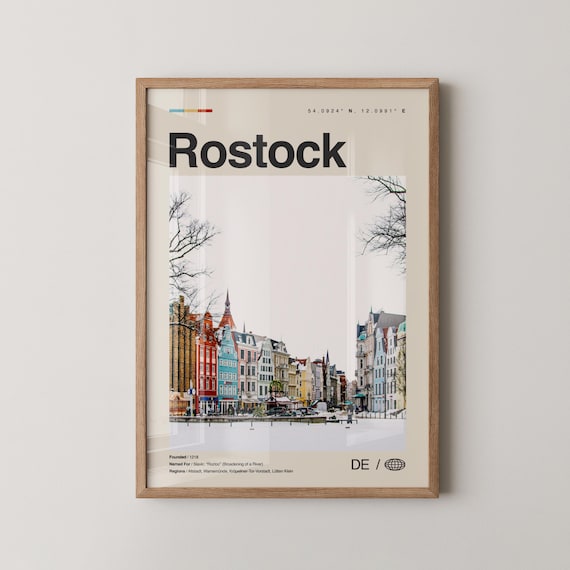 Rostock Print Wall Art Poster Photo Dcor Map Germany