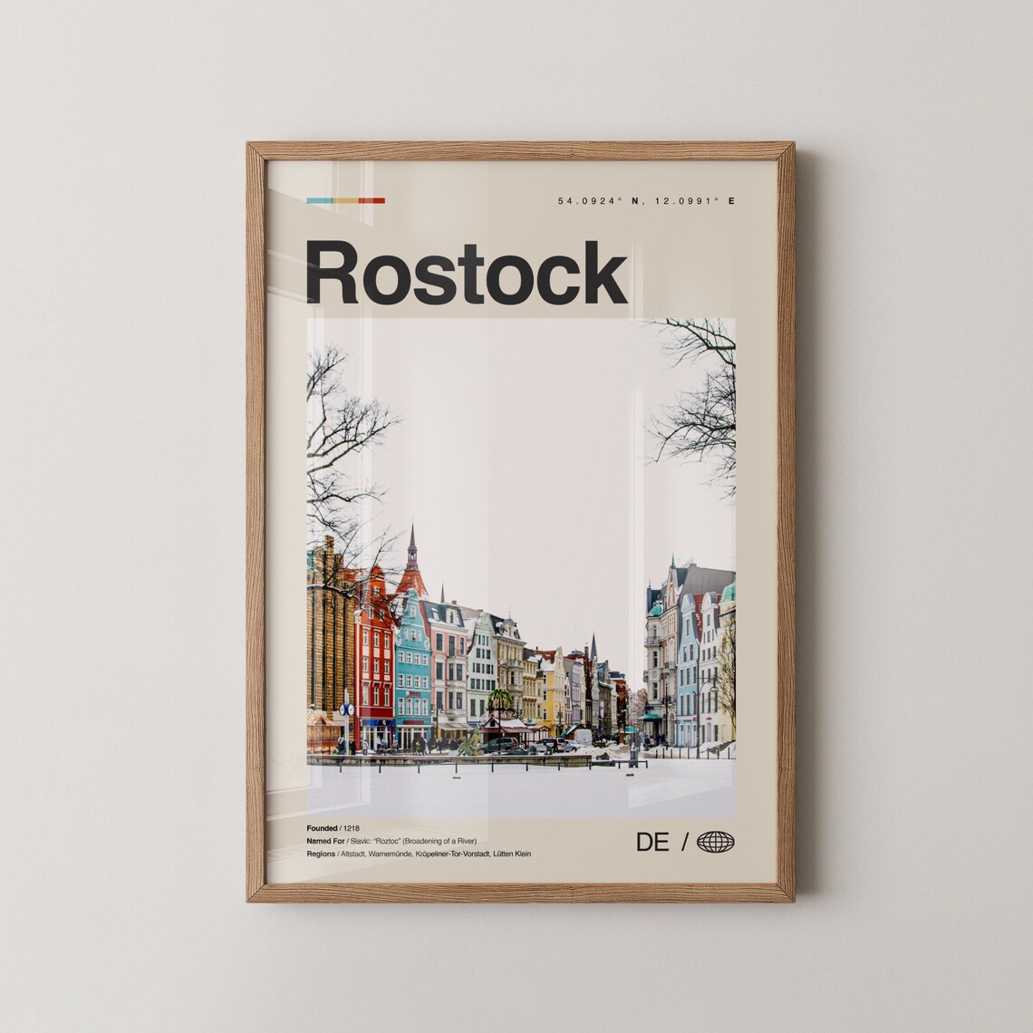 Rostock Germany Colorful Old Town Street Travel Photo Poster