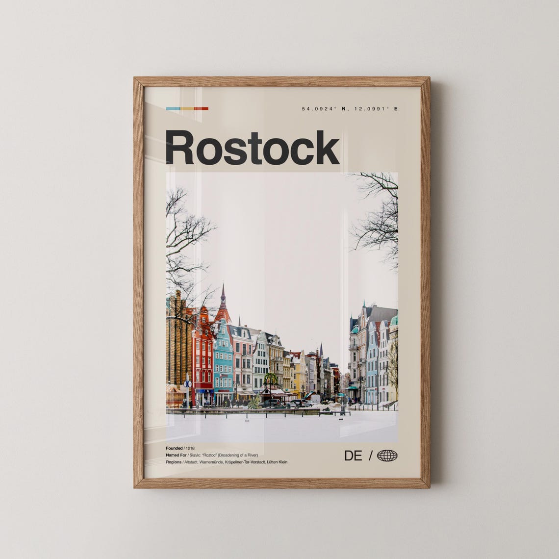 Rostock Print Wall Art Poster Photo Dcor Map Germany