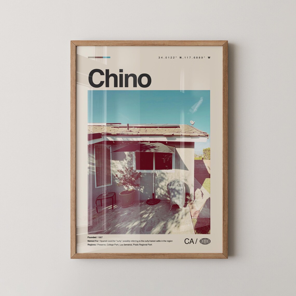Chino California City Photo Print With Coordinates And History