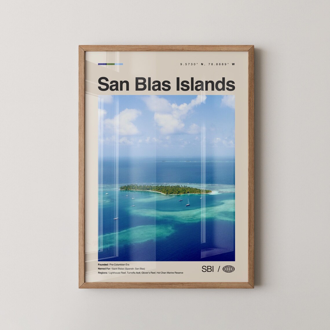 San Blas Islands Travel Poster Aerial Tropical Beach Photo Gift Wall Decor