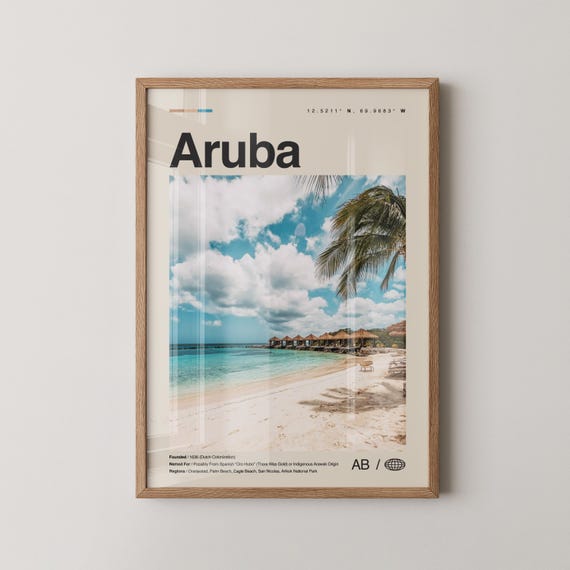Aruba Print No 1 Wall Art Poster Photo Decor Country Oranjestad Caribbean