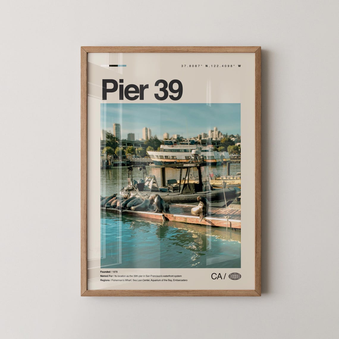 Pier 39 San Francisco Sea Lions Sunny Waterfront Photo Art Poster