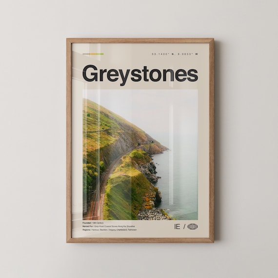 Greystones Print Wall Art Poster Photo Dcor Map Ireland