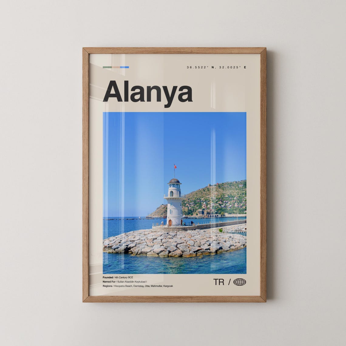 Alanya Turkey Lighthouse Stone Pier Blue Sea Photo Travel Poster