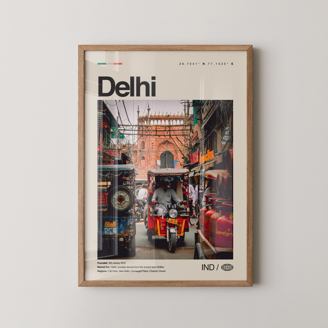 Delhi India Chandni Chowk Rickshaw Photo Travel Facts Poster