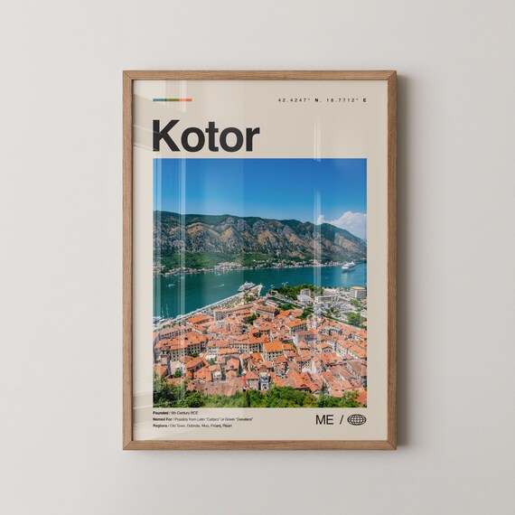 Kotor Montenegro Travel Print Bay of Kotor Old Town Photo Minimalist Decor