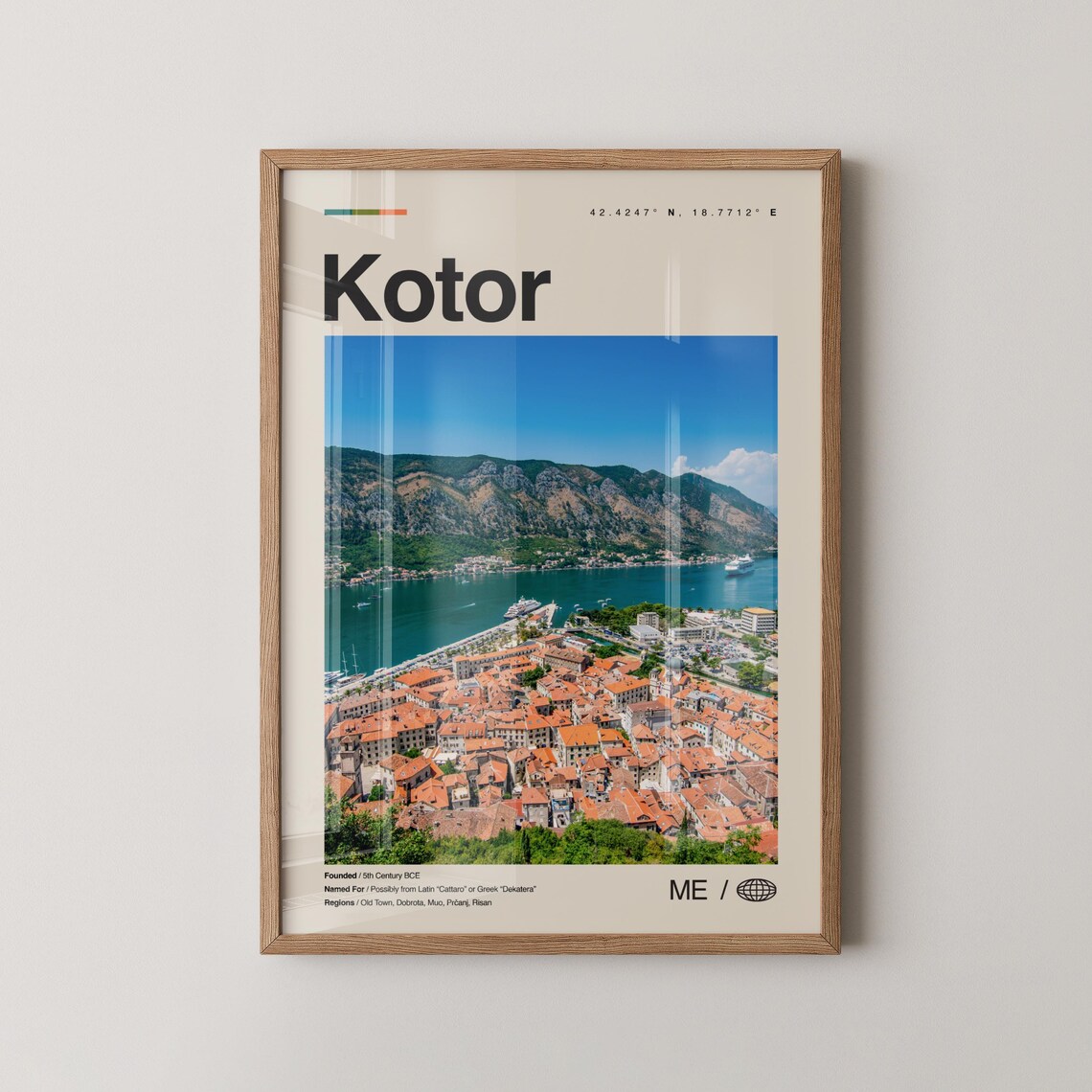 Kotor Montenegro Travel Print Bay of Kotor Old Town Photo Minimalist Decor