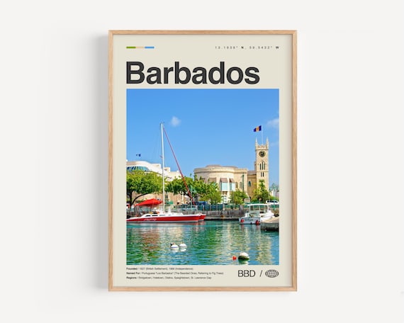 Barbados Bridgetown Harbor Sailboats Photography Travel Poster