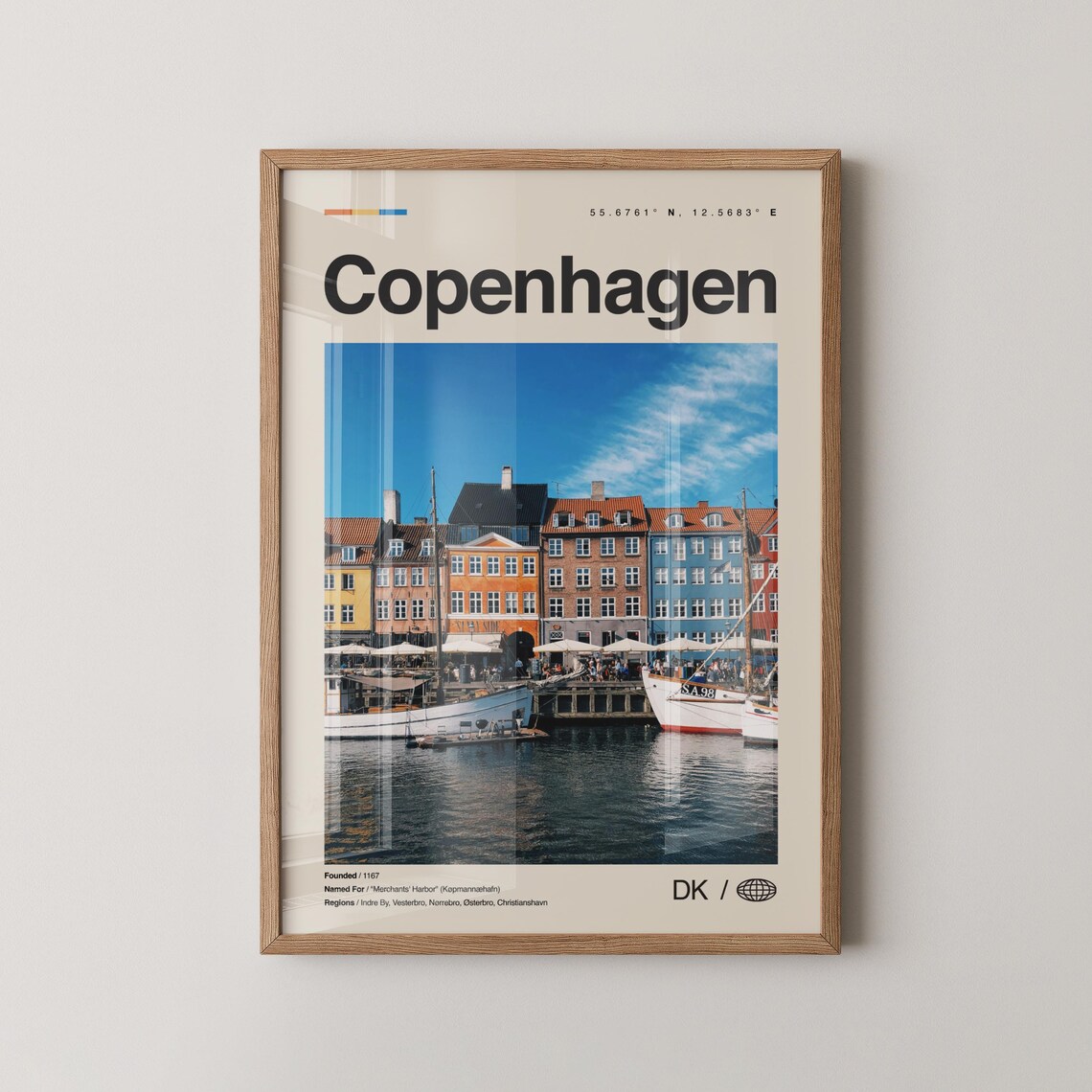 Copenhagen No 1 Minimalist Nyhavn Colorful Houses Harbor Poster