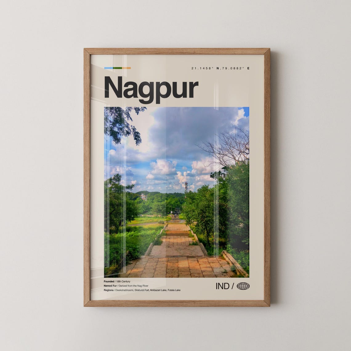 Nagpur India Lush Green Tree Lined Stone Pathway Travel Poster