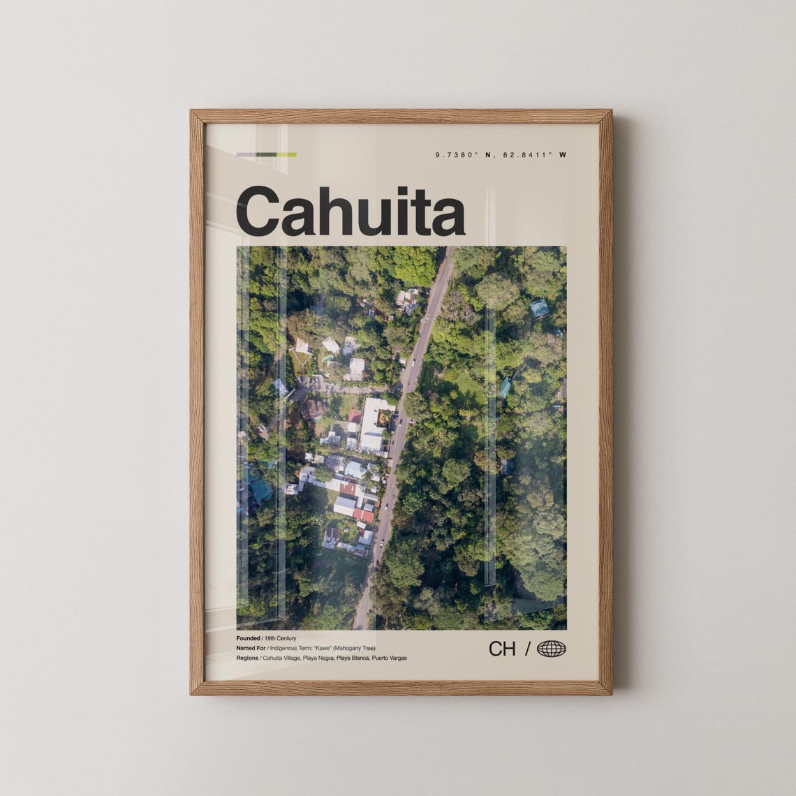 Cahuita Print Wall Art Poster Photo Dcor Map Costa Rica