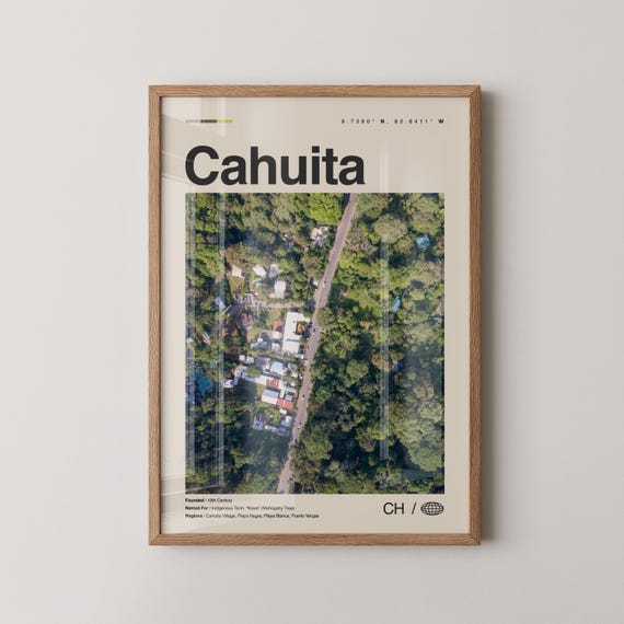 Cahuita Print Wall Art Poster Photo Dcor Map Costa Rica