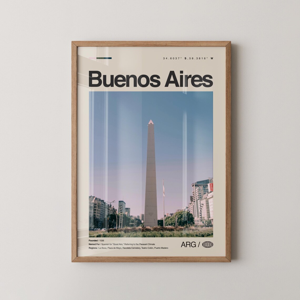 Buenos Aires Argentina Obelisk Avenue City Skyline Travel Poster