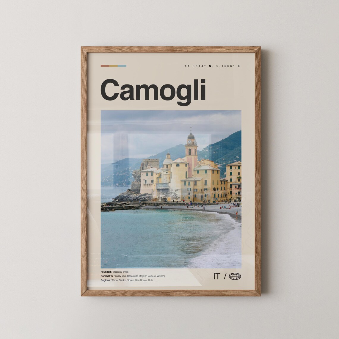 Camogli Print Black And White Wall Art Poster Photo Dcor Map Italy
