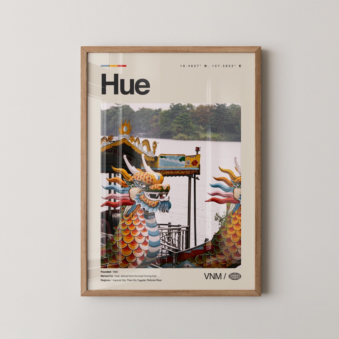 Hue Vietnam Dragon Boat Perfume River Modern Travel Photo Poster