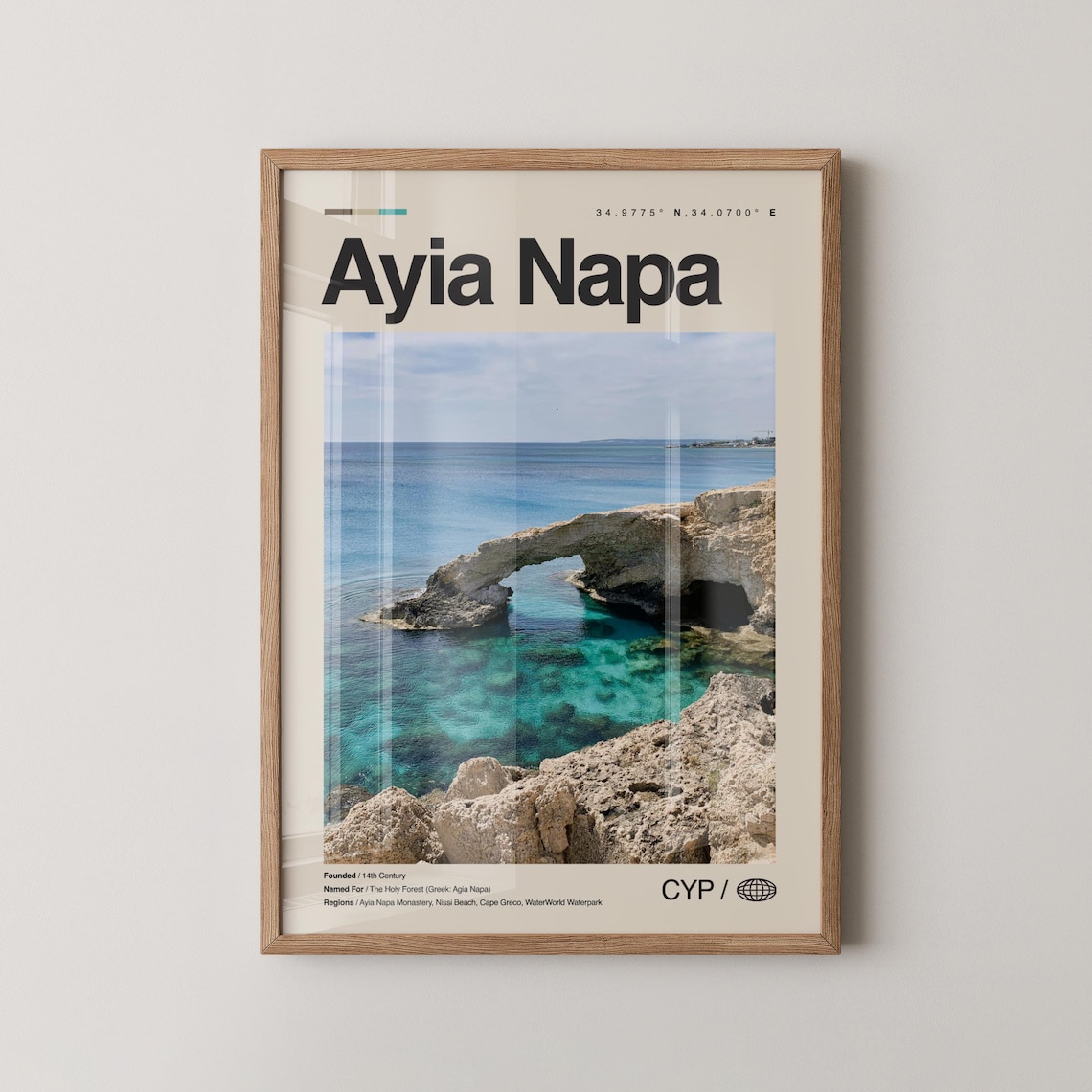 Ayia Napa Cyprus Turquoise Coast Rock Arch Photo Travel Poster