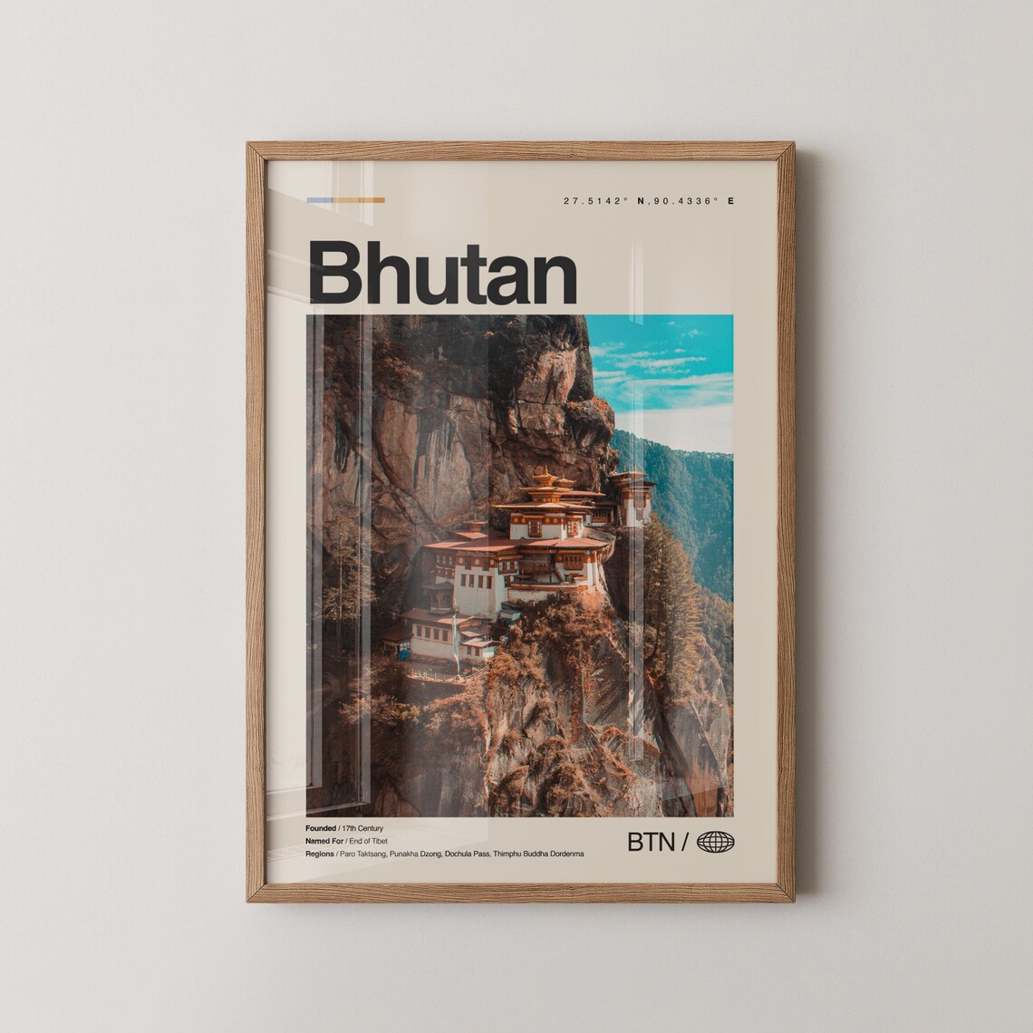 Bhutan Tigers Nest Cliffside Monastery Travel Photography Poster