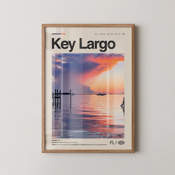 Key Largo Print Florida Wall Art Poster Photo John Pennekamp Coral Reef State Park Keys Molasses
